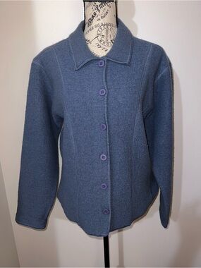 Paul Harris Design Vintage 100% Boiled Wool Blue Button Up Jacket - Size M